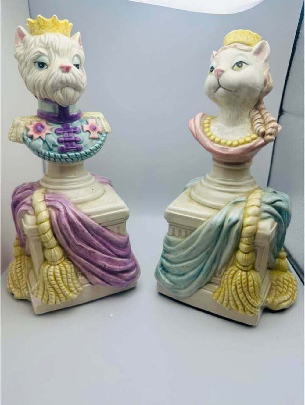 Fitz Floyd Reigning Cat Dog Bookend Pair Duchess Catworth Duke Yorkshire Terrier
